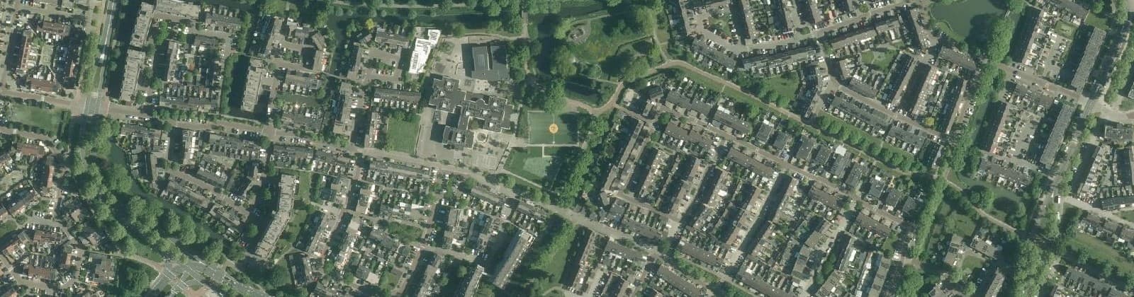 Luchtfoto van Pearl Buck-erf en omgeving
