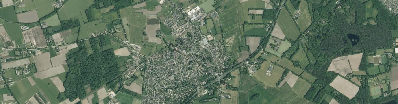 Luchtfoto van Verspr huizen Gijzel Raam en Molenstr