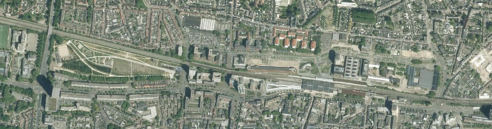 Luchtfoto van Spoorzone Zuid